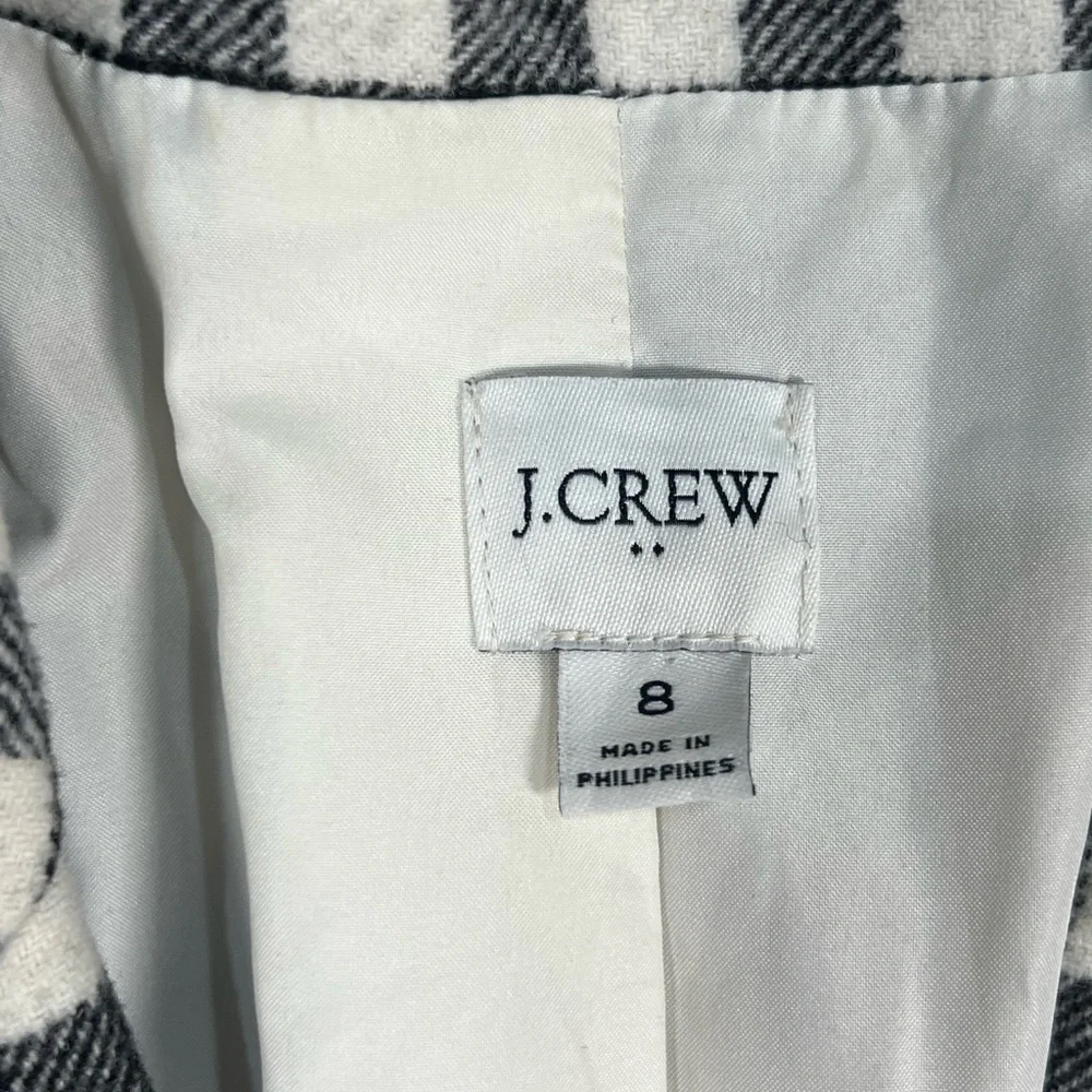 J Crew Size 8 Wool Blackwatch Tartan Gingham Brass Button Large Check Blazer EUc
